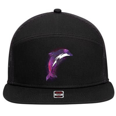 Galaxy Stars Dolphin 7 Panel Mesh Trucker Snapback Hat