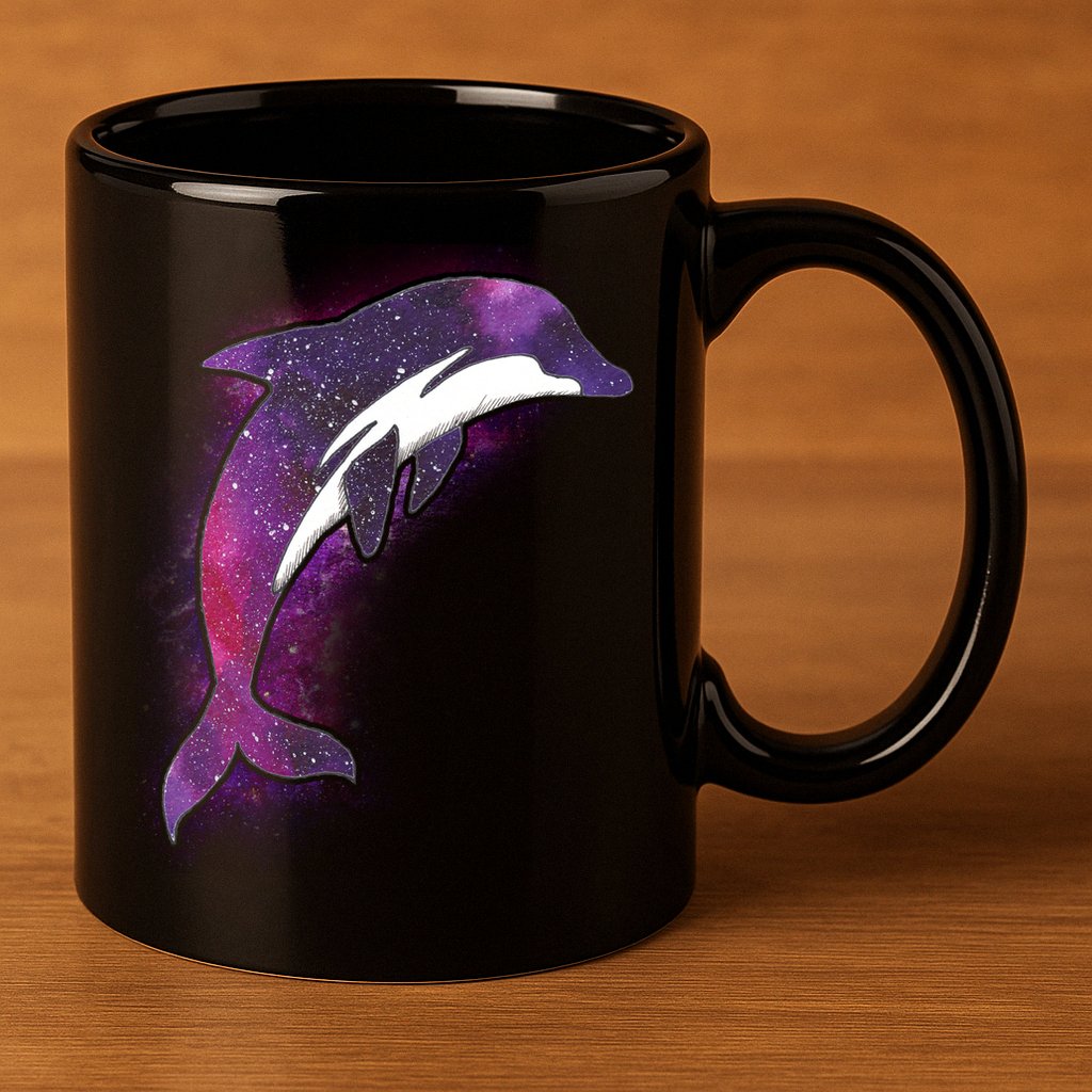 Galaxy Stars Dolphin 11oz C Handle Ceramic Mug