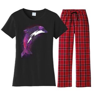 Galaxy Stars Dolphin Women's Flannel Pajama Set