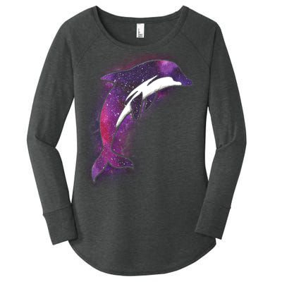 Galaxy Stars Dolphin Women's Perfect Tri Tunic Long Sleeve Shirt