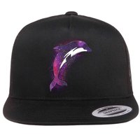 Galaxy Stars Dolphin Flat Bill Trucker Hat