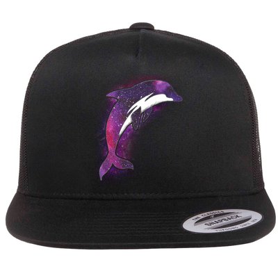 Galaxy Stars Dolphin Flat Bill Trucker Hat