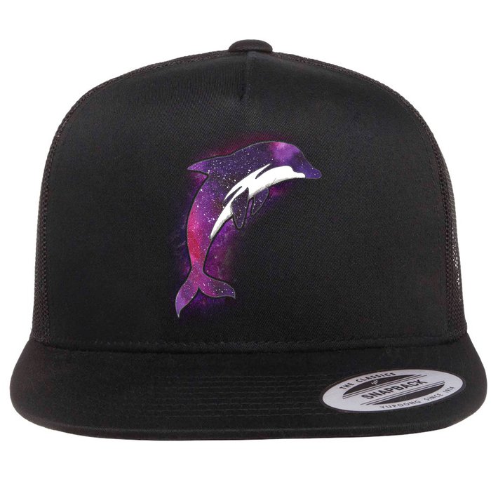 Galaxy Stars Dolphin Flat Bill Trucker Hat