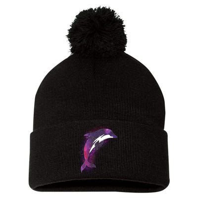 Galaxy Stars Dolphin Pom Pom 12in Knit Beanie