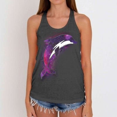 Galaxy Stars Dolphin Women's Knotted Racerback Tank