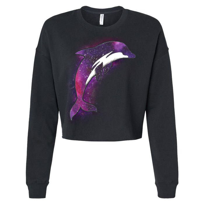 Galaxy Stars Dolphin Cropped Pullover Crew