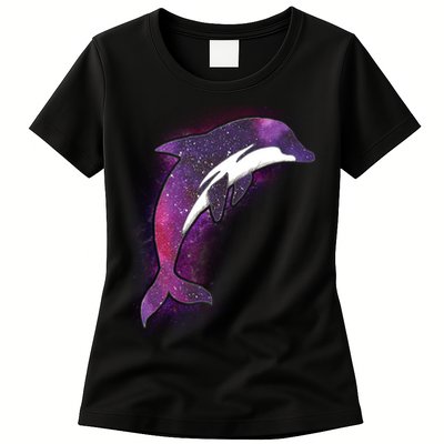 Galaxy Stars Dolphin Womens T-Shirt
