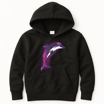 Galaxy Stars Dolphin Kids Hoodie