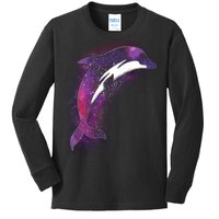 Galaxy Stars Dolphin Kids Long Sleeve Shirt