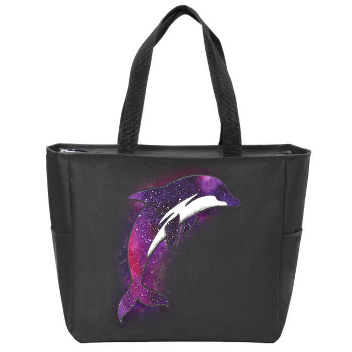 Galaxy Stars Dolphin Zip Tote Bag