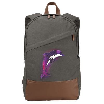 Galaxy Stars Dolphin Cotton Canvas Backpack