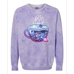 Galaxy Tea Cool Space Graphic Colorblast Crewneck Sweatshirt