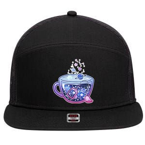 Galaxy Tea Cool Space Graphic 7 Panel Mesh Trucker Snapback Hat