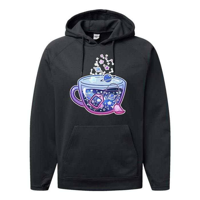 Galaxy Tea Cool Space Graphic Performance Fleece Hoodie