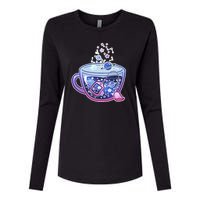 Galaxy Tea Cool Space Graphic Womens Cotton Relaxed Long Sleeve T-Shirt