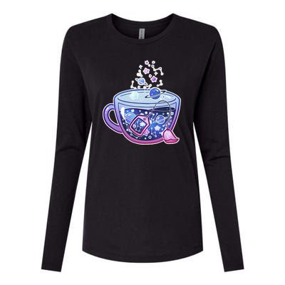 Galaxy Tea Cool Space Graphic Womens Cotton Relaxed Long Sleeve T-Shirt