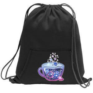 Galaxy Tea Cool Space Graphic Sweatshirt Cinch Pack Bag