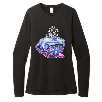 Galaxy Tea Cool Space Graphic Womens CVC Long Sleeve Shirt