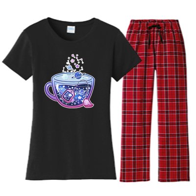 Galaxy Tea Cool Space Graphic Women's Flannel Pajama Set