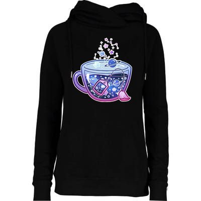 Galaxy Tea Cool Space Graphic Womens Funnel Neck Pullover Hood