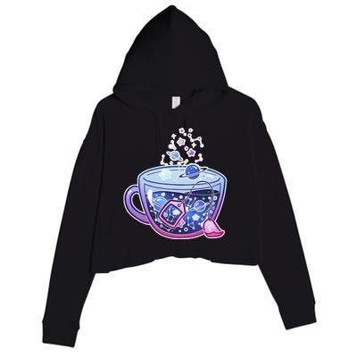 Galaxy Tea Cool Space Graphic Crop Fleece Hoodie