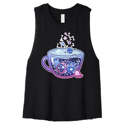 Galaxy Tea Cool Space Graphic Women's Racerback Cropped Tank