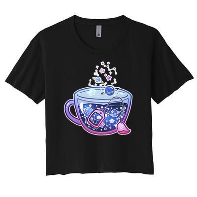 Galaxy Tea Cool Space Graphic Women's Crop Top Tee