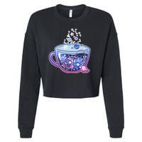 Galaxy Tea Cool Space Graphic Cropped Pullover Crew