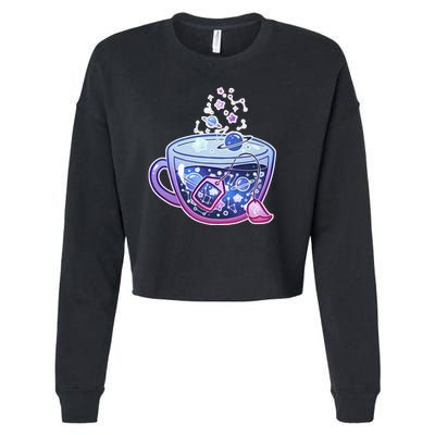 Galaxy Tea Cool Space Graphic Cropped Pullover Crew