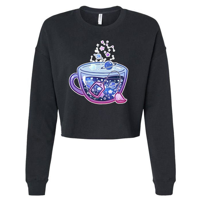 Galaxy Tea Cool Space Graphic Cropped Pullover Crew