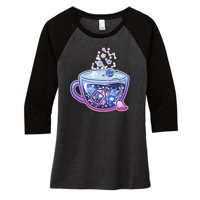 Galaxy Tea Cool Space Graphic Women's Tri-Blend 3/4-Sleeve Raglan Shirt