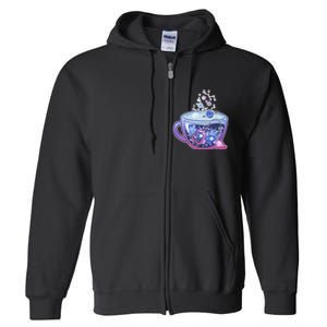 Galaxy Tea Cool Space Graphic Full Zip Hoodie