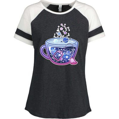 Galaxy Tea Cool Space Graphic Enza Ladies Jersey Colorblock Tee