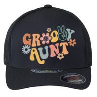 Groovy Aunt Matching Family 1st Birthday Party Flexfit Unipanel Trucker Cap