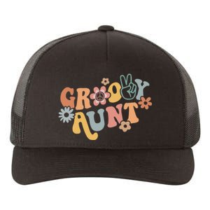 Groovy Aunt Matching Family 1st Birthday Party Yupoong Adult 5-Panel Trucker Hat