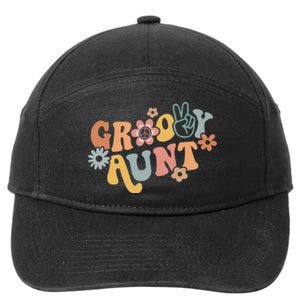 Groovy Aunt Matching Family 1st Birthday Party 7-Panel Snapback Hat