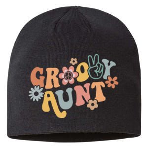 Groovy Aunt Matching Family 1st Birthday Party Sustainable Beanie