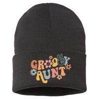 Groovy Aunt Matching Family 1st Birthday Party Sustainable Knit Beanie