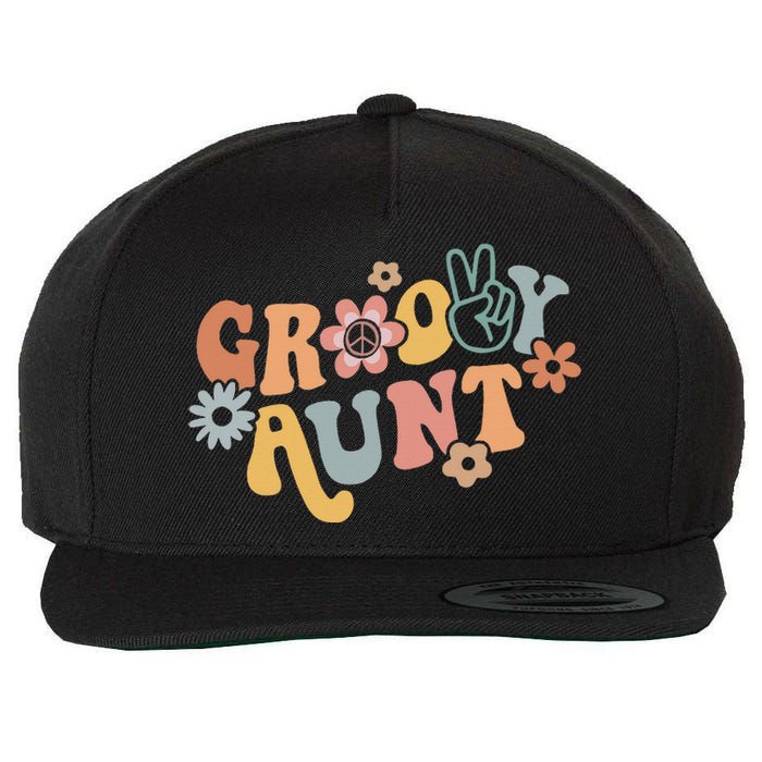 Groovy Aunt Matching Family 1st Birthday Party Wool Snapback Cap