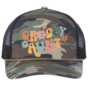 Groovy Aunt Matching Family 1st Birthday Party Retro Rope Trucker Hat Cap