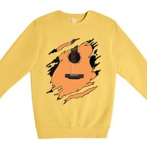 Guitar Acoustic Music Guitarist Musician Gift Premium Crewneck Sweatshirt