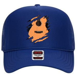 Guitar Acoustic Music Guitarist Musician Gift High Crown Mesh Back Trucker Hat