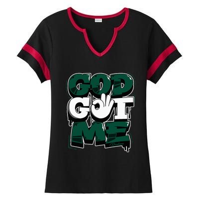 God And Me Oxidized Green 4s Matching Ladies Halftime Notch Neck Tee