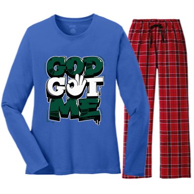 God And Me Oxidized Green 4s Matching Women's Long Sleeve Flannel Pajama Set 