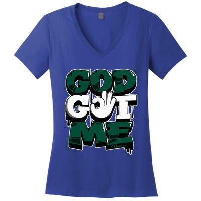 God And Me Oxidized Green 4s Matching Women's V-Neck T-Shirt