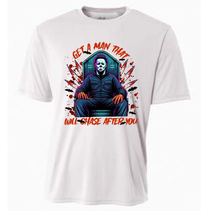 Get A Man That Will Chase After You Est 1978 Myers Halloween Cooling Performance Crew T-Shirt