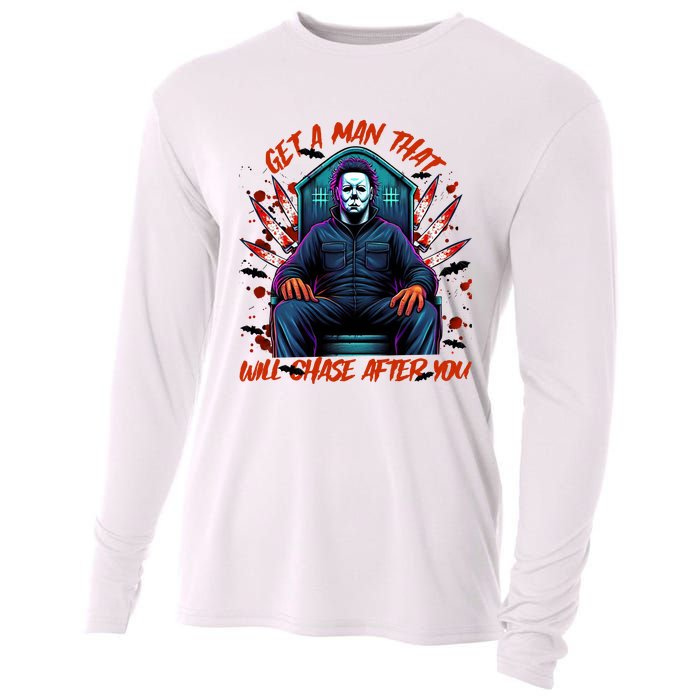 Get A Man That Will Chase After You Est 1978 Myers Halloween Cooling Performance Long Sleeve Crew