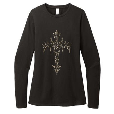 Grunge Aesthetic Mall Goth Gothic Cross Womens CVC Long Sleeve Shirt