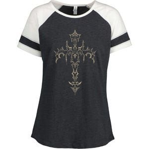 Grunge Aesthetic Mall Goth Gothic Cross Enza Ladies Jersey Colorblock Tee