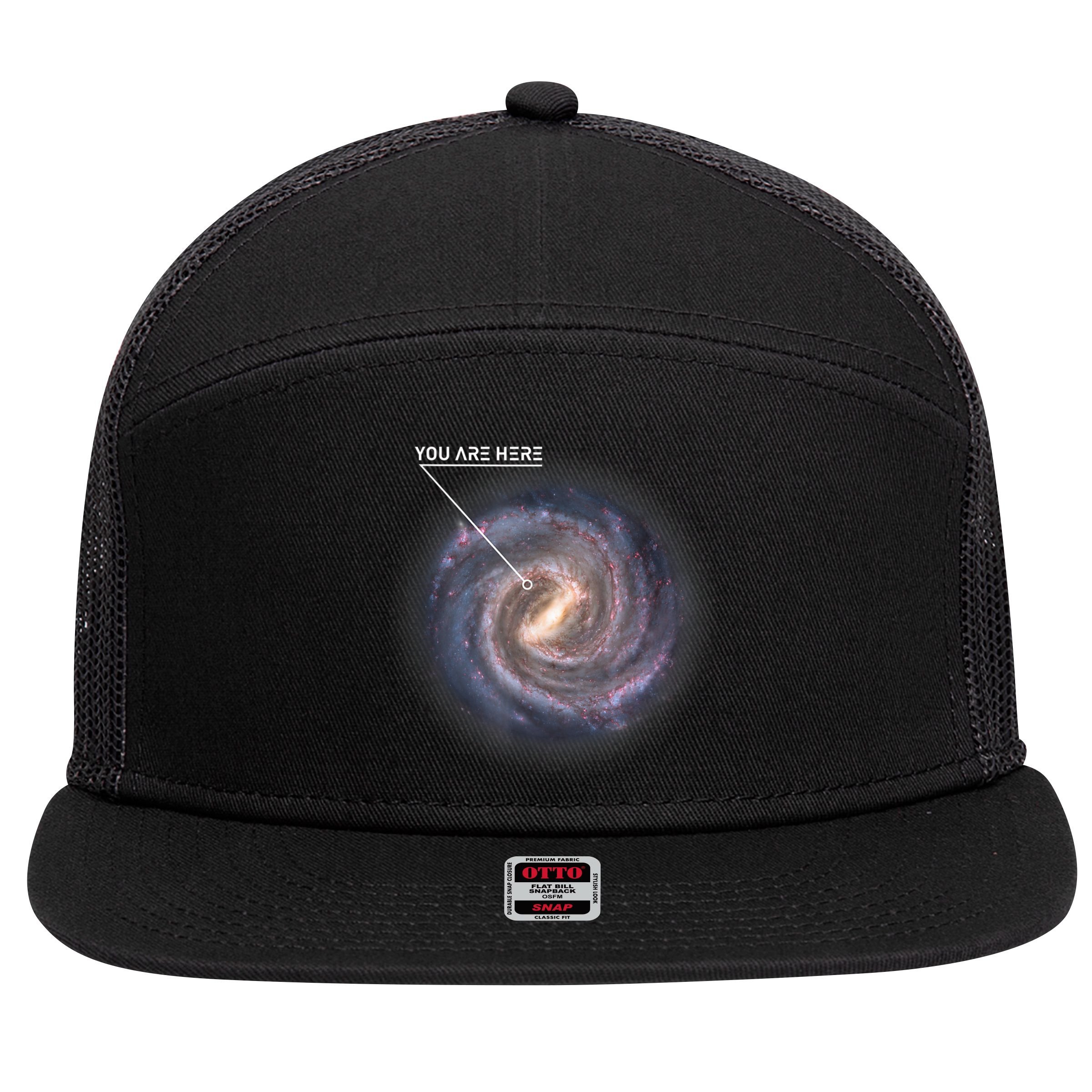 Galaxy Astronomy Milky Way Space SciFi 7 Panel Mesh Trucker Snapback Hat